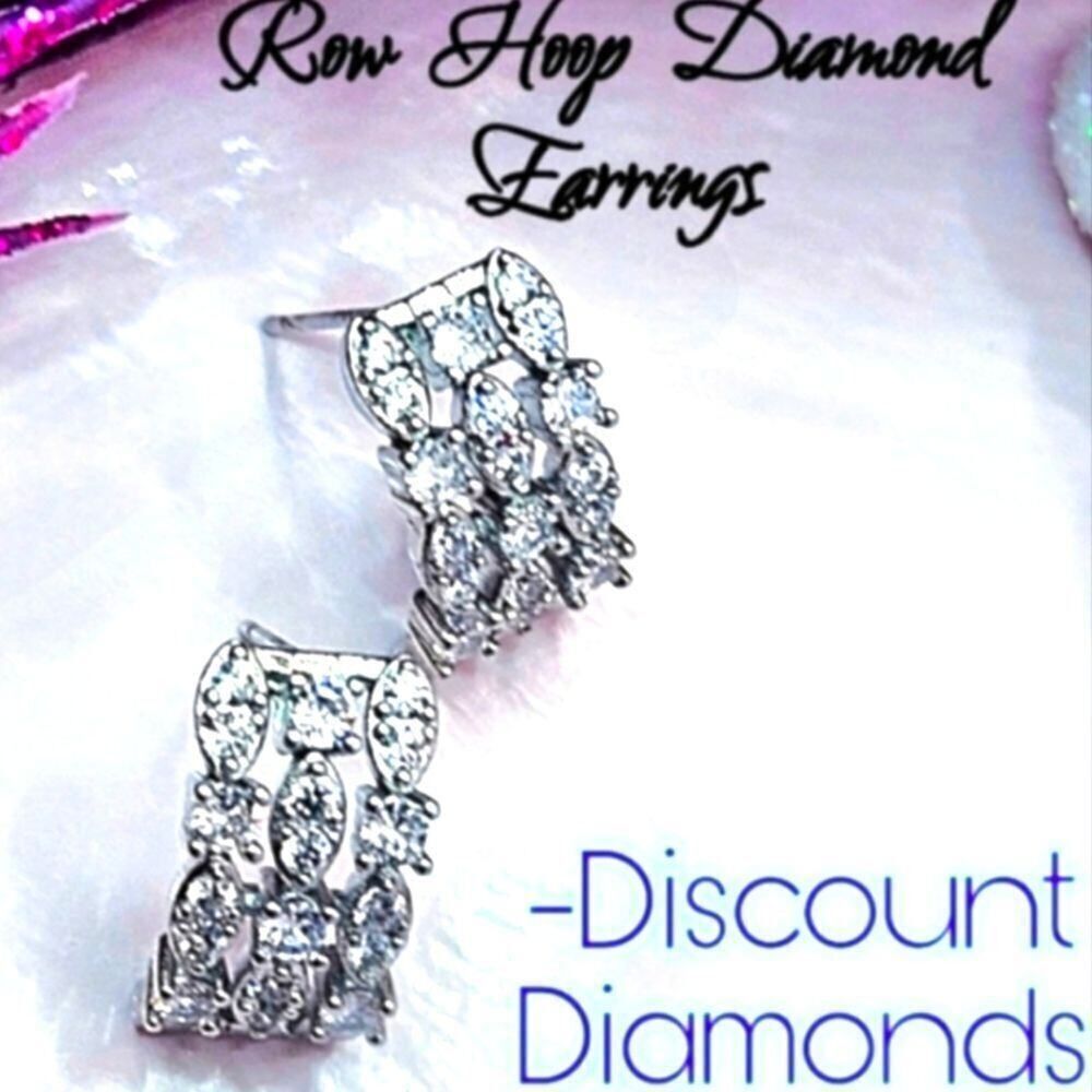 Clear White Baguette Diamond Earrings on 925 Sterling Silver